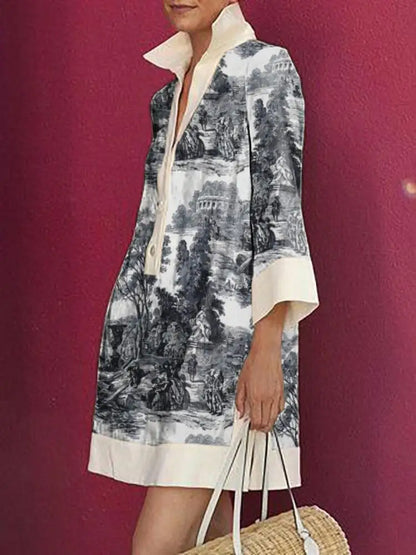 Odette | Robe Courte Tunique Imprimé Toile
