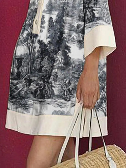 Odette | Robe Courte Tunique Imprimé Toile
