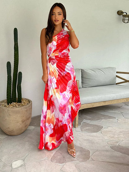 Eudoxie | Robe Longue Cérémonie Fleurie Plissée