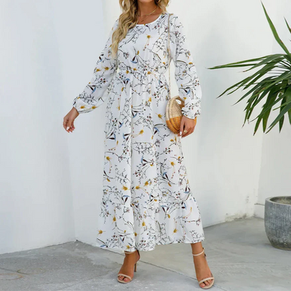 Vianne | Robe Longue Fleurie d'Été à Manches Longues