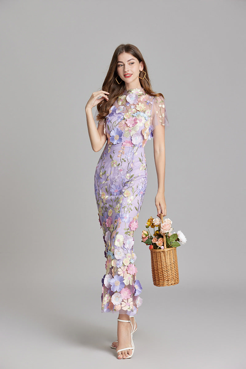 Vaubine | Robe Midi Fleurie Manches Courtes