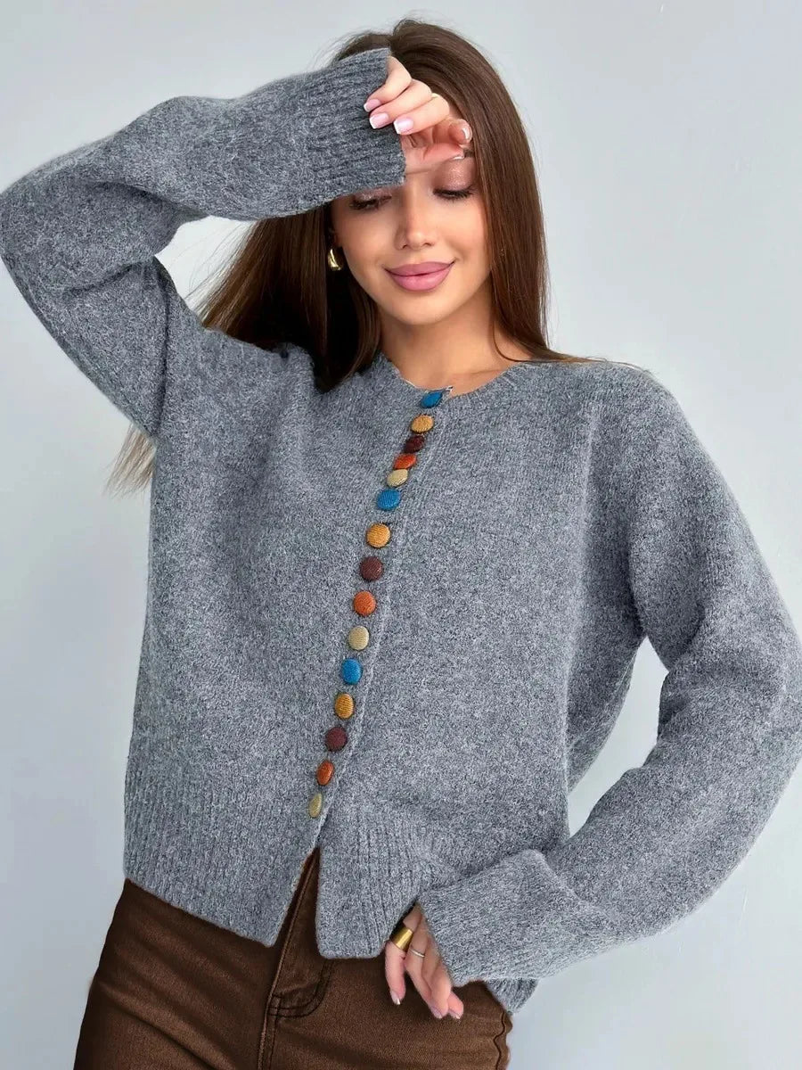 Nélida | Gilet Maille Boutons Colorés