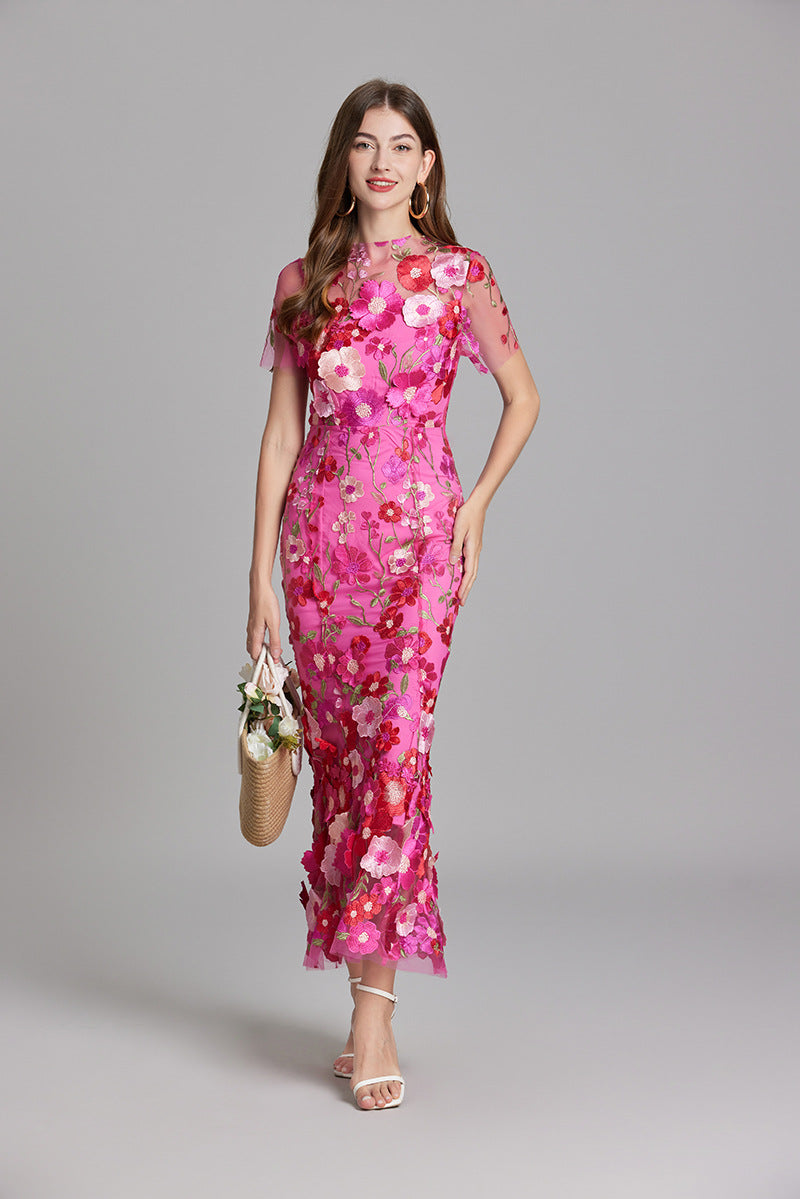 Vaubine | Robe Midi Fleurie Manches Courtes