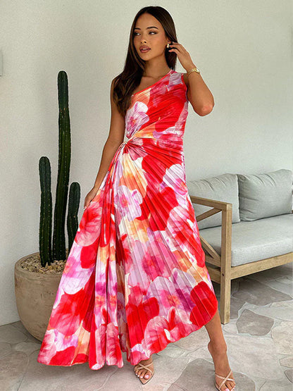 Eudoxie | Robe Longue Cérémonie Fleurie Plissée