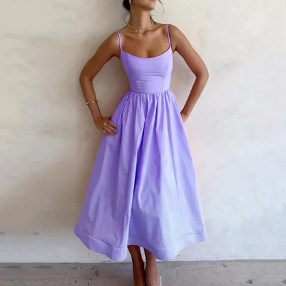 Albane | Robe Midi Bretelles Réglables pour Mariage Invitée