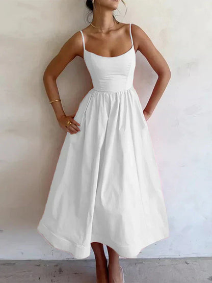 Albane | Robe Midi Bretelles Réglables pour Mariage Invitée