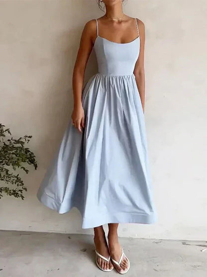 Albane | Robe Midi Bretelles Réglables pour Mariage Invitée