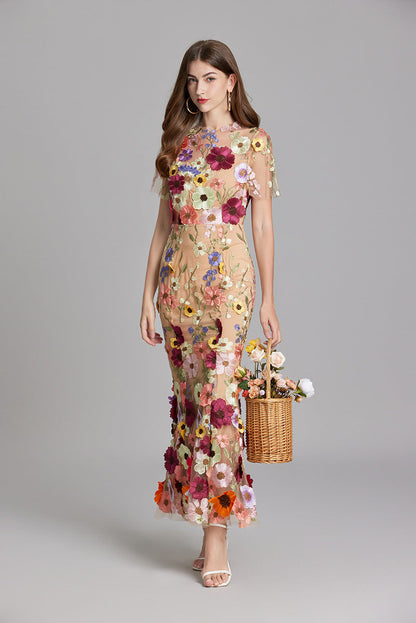 Vaubine | Robe Midi Fleurie Manches Courtes