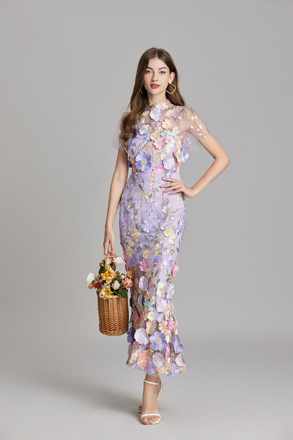 Vaubine | Robe Midi Fleurie Manches Courtes