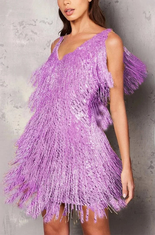 Kimberly | Robe Courte à Franges pour Soirée