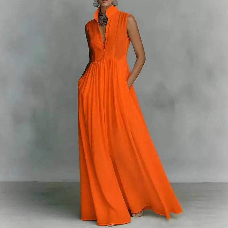 Rowella | Robe Maxi Sans Manches à Volants