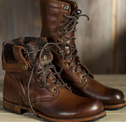 Zélina | Bottes Mi-Mollet Lacées Talon Carré