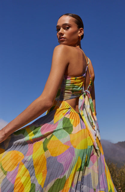 Océane | Robe Maxi Plissée Dos Croisé