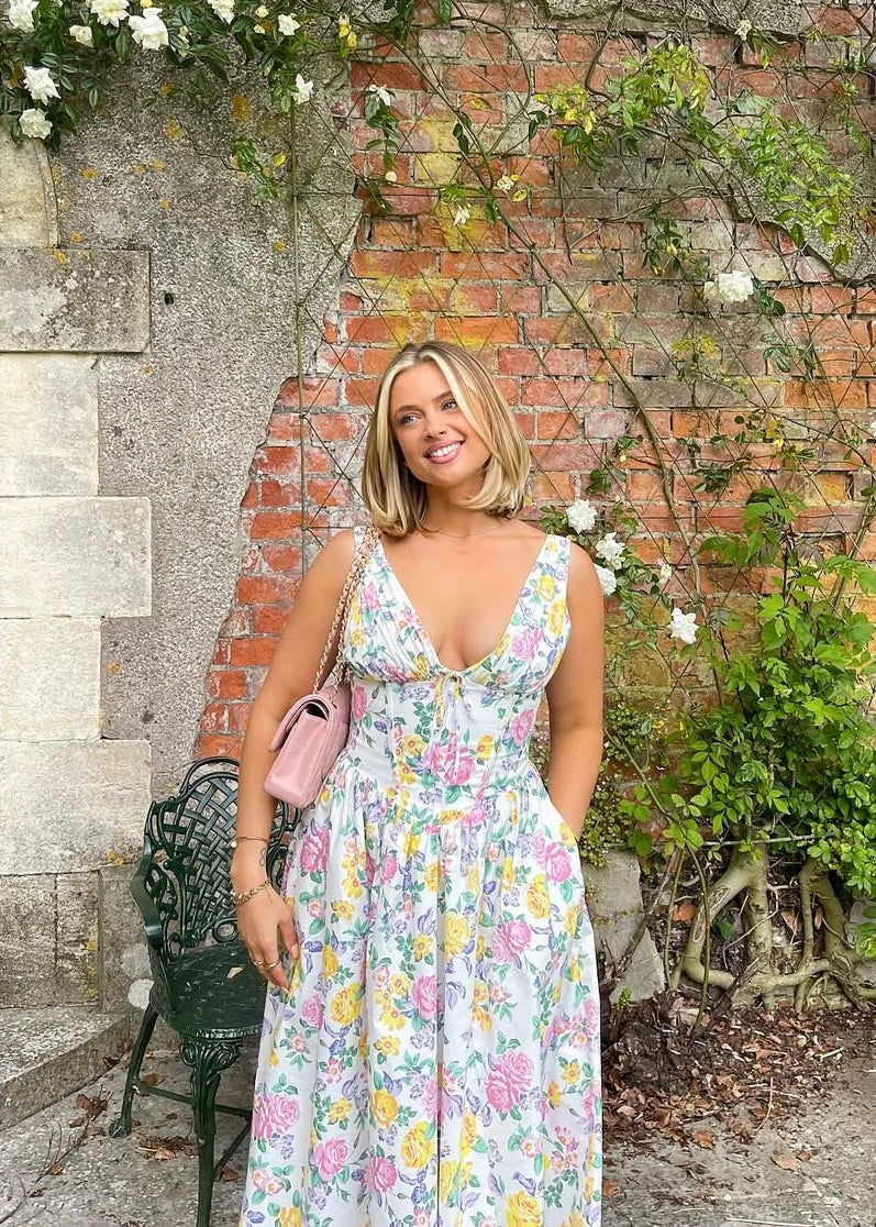 Émeline | Robe Midi Florale Sans Manches