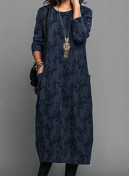 Léonide | Robe Midi Ajustée Col Rond Maille Douce