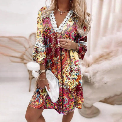Capucine | Robe Courte Boho Imprimée