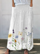 Florence | Jupe Maxi Aquarelle à Imprimé Floral