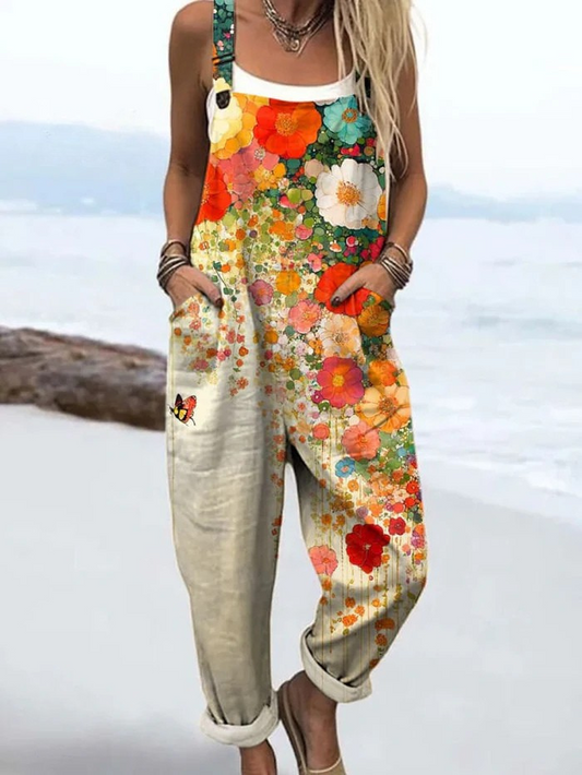 Lynn | Combinaison Fleurie à Jambes Larges