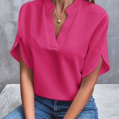 Rosalie | Blouse Fluide Manches Courtes Col Officier pour Été