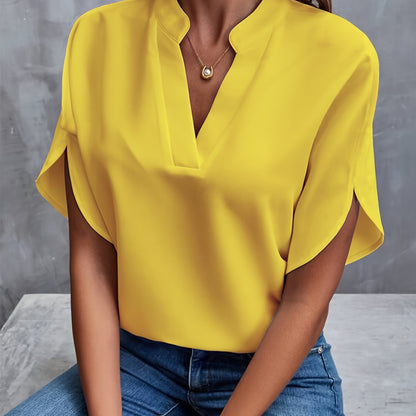 Rosalie | Blouse Fluide Manches Courtes Col Officier pour Été