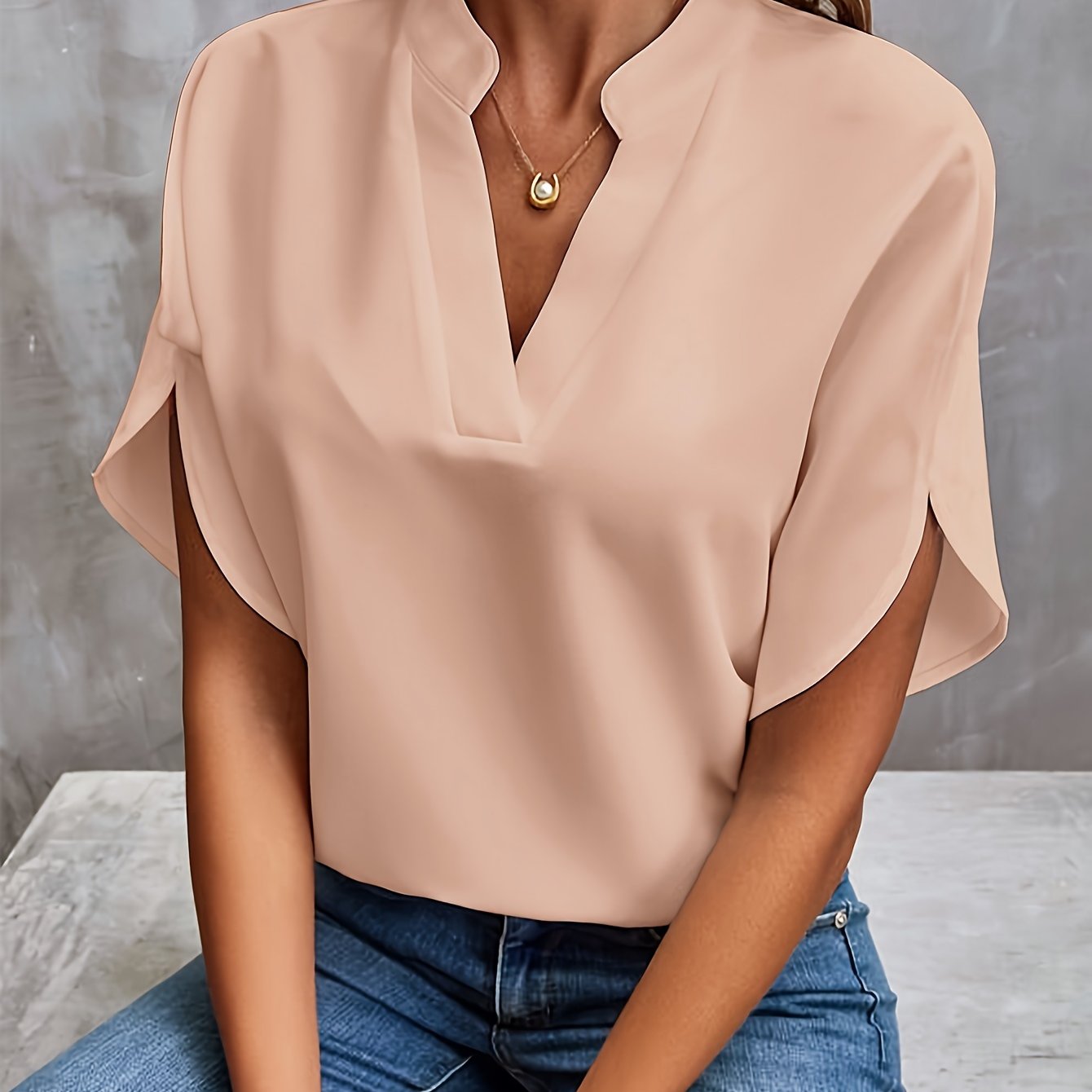 Rosalie | Blouse Fluide Manches Courtes Col Officier pour Été