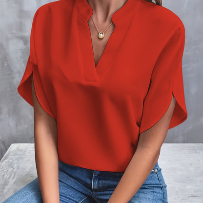 Rosalie | Blouse Fluide Manches Courtes Col Officier pour Été