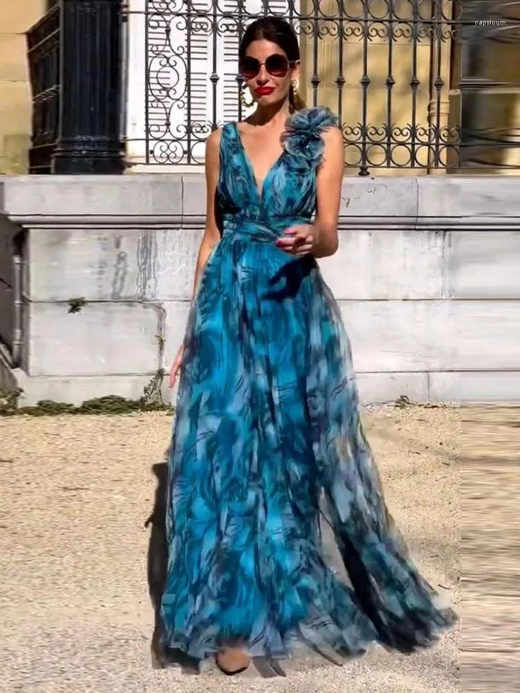 Capucine | Robe Longue Fleurie Sans Manches pour Mariage Invitée