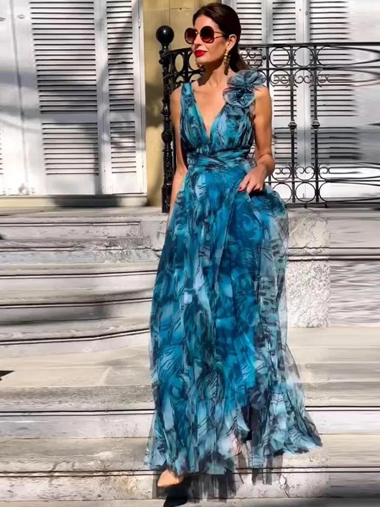 Capucine | Robe Longue Fleurie Sans Manches pour Mariage Invitée