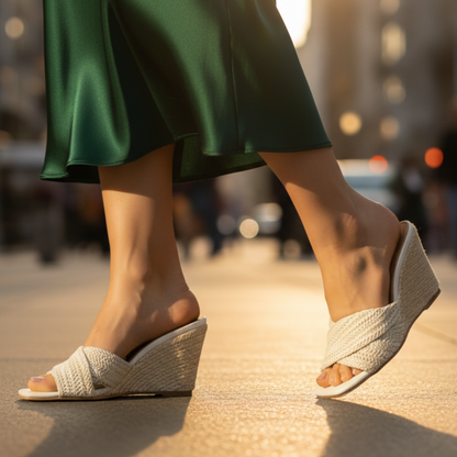Elvira | Sandales Plateforme Effet Raffia