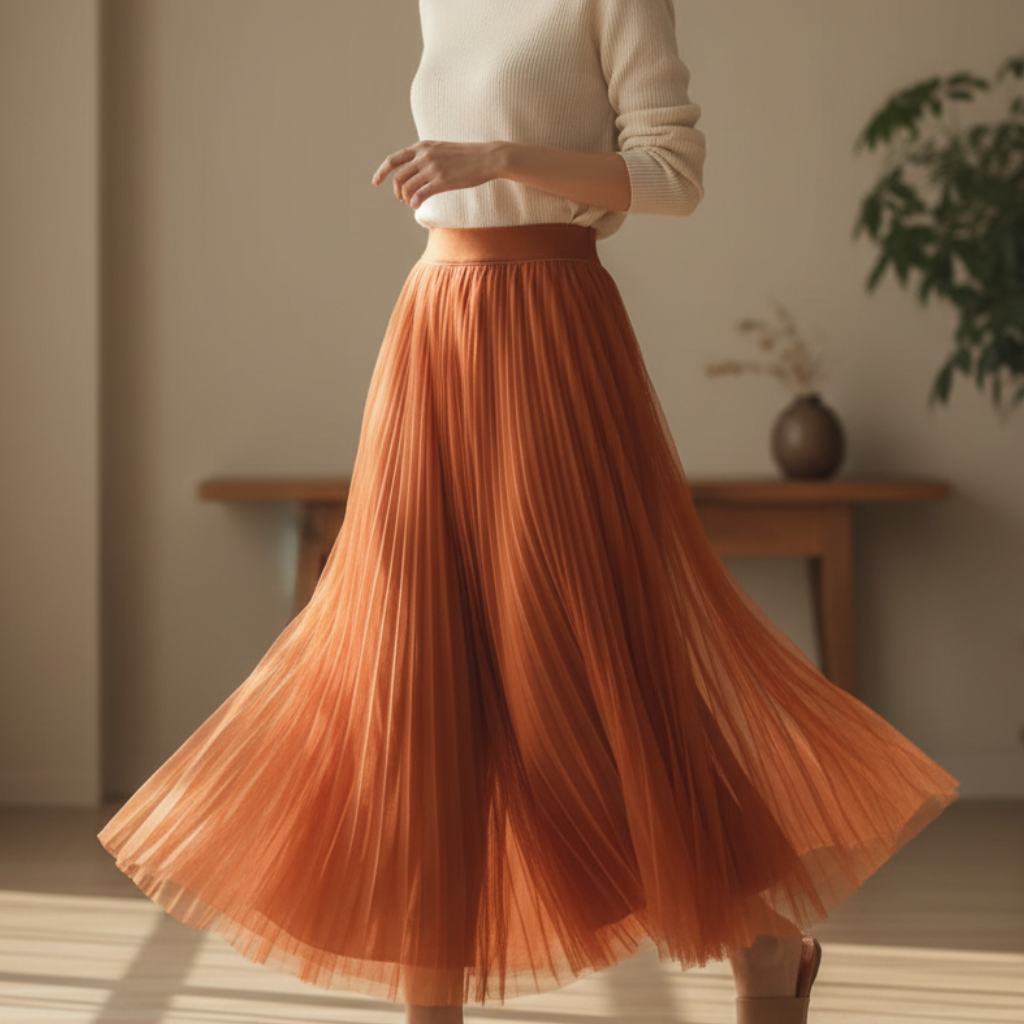 Morgan jupe plissée fluide taille haute femme