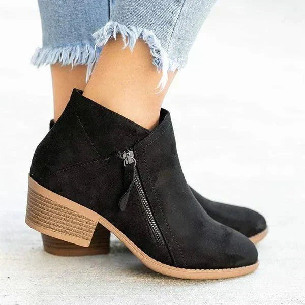 Nolwenne | Bottines Zip Latéral Petit Talon