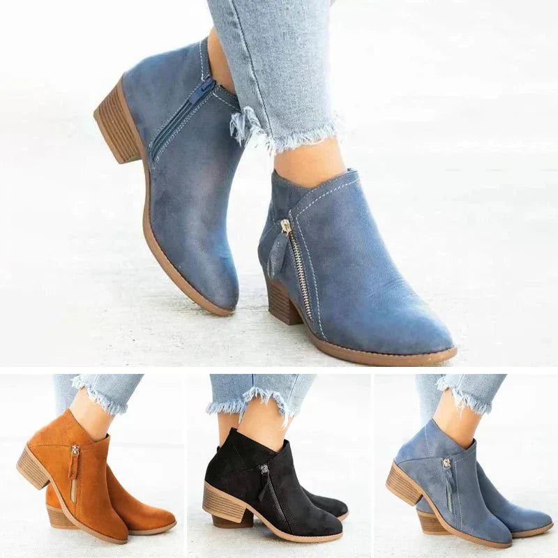 Nolwenne | Bottines Zip Latéral Petit Talon