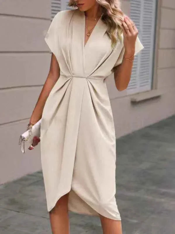 Corinne | Robe Portefeuille Col V Manches Courtes