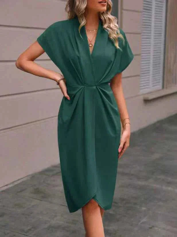 Corinne | Robe Portefeuille Col V Manches Courtes