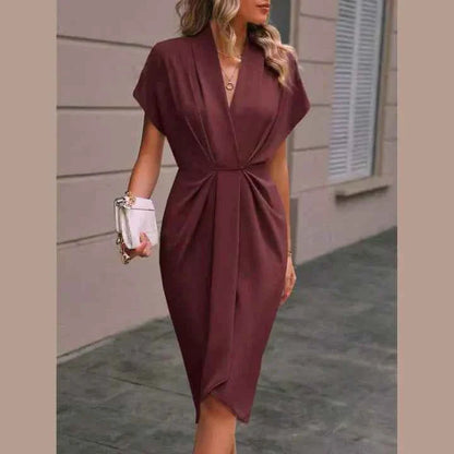 Corinne | Robe Portefeuille Col V Manches Courtes
