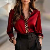 Eudora | Blouse Satinée Imprimé Léopard Manches Longues