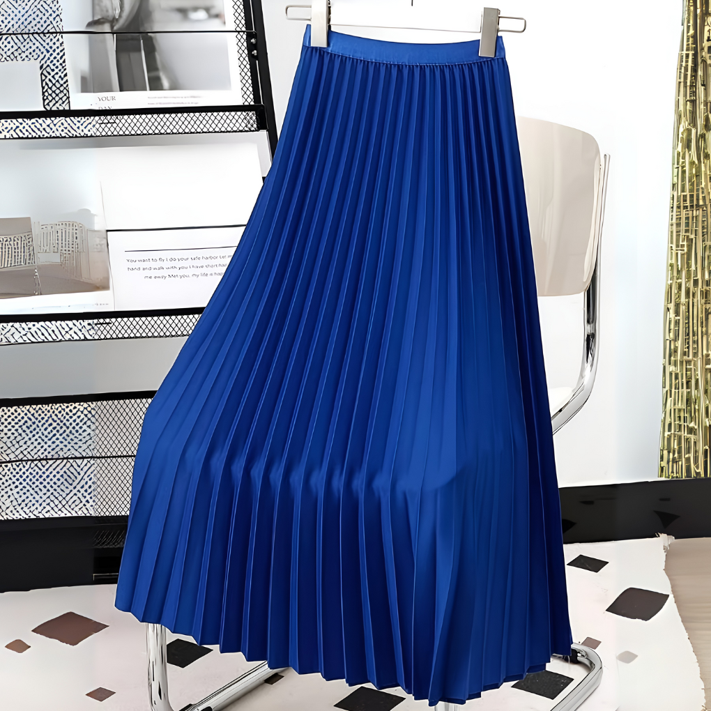 Morgane | Jupe Plissée en Satin Taille Haute