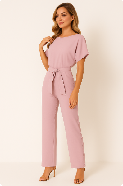 Aveline | Combinaison Fleurie à Jambes Larges avec Ceinture