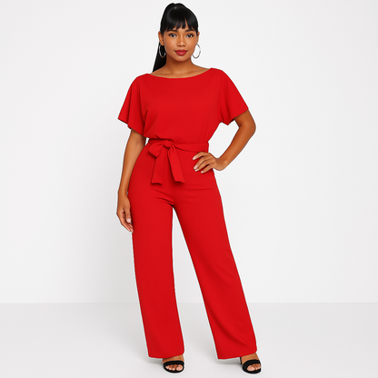 Aveline | Combinaison Fleurie à Jambes Larges avec Ceinture