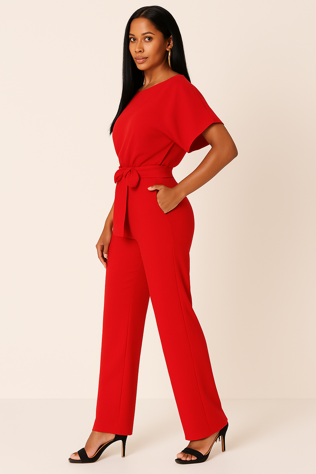 Aveline | Combinaison Fleurie à Jambes Larges avec Ceinture