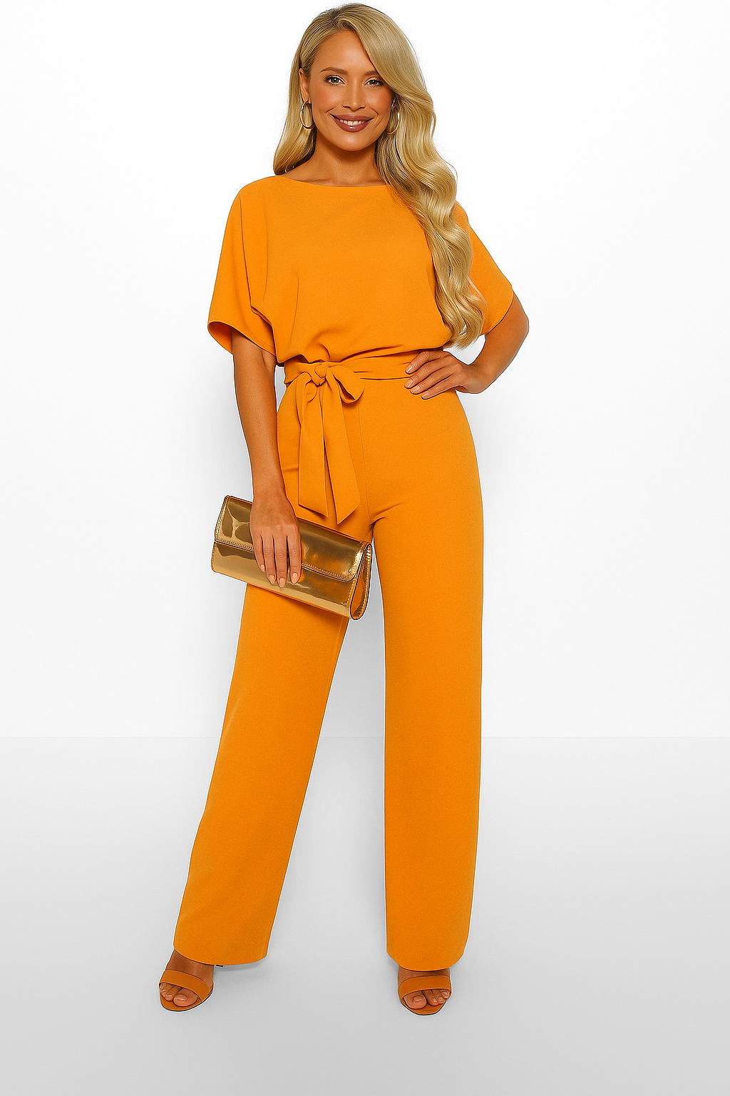 Aveline | Combinaison Fleurie à Jambes Larges avec Ceinture