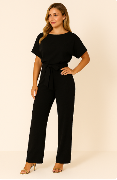 Aveline | Combinaison Fleurie à Jambes Larges avec Ceinture