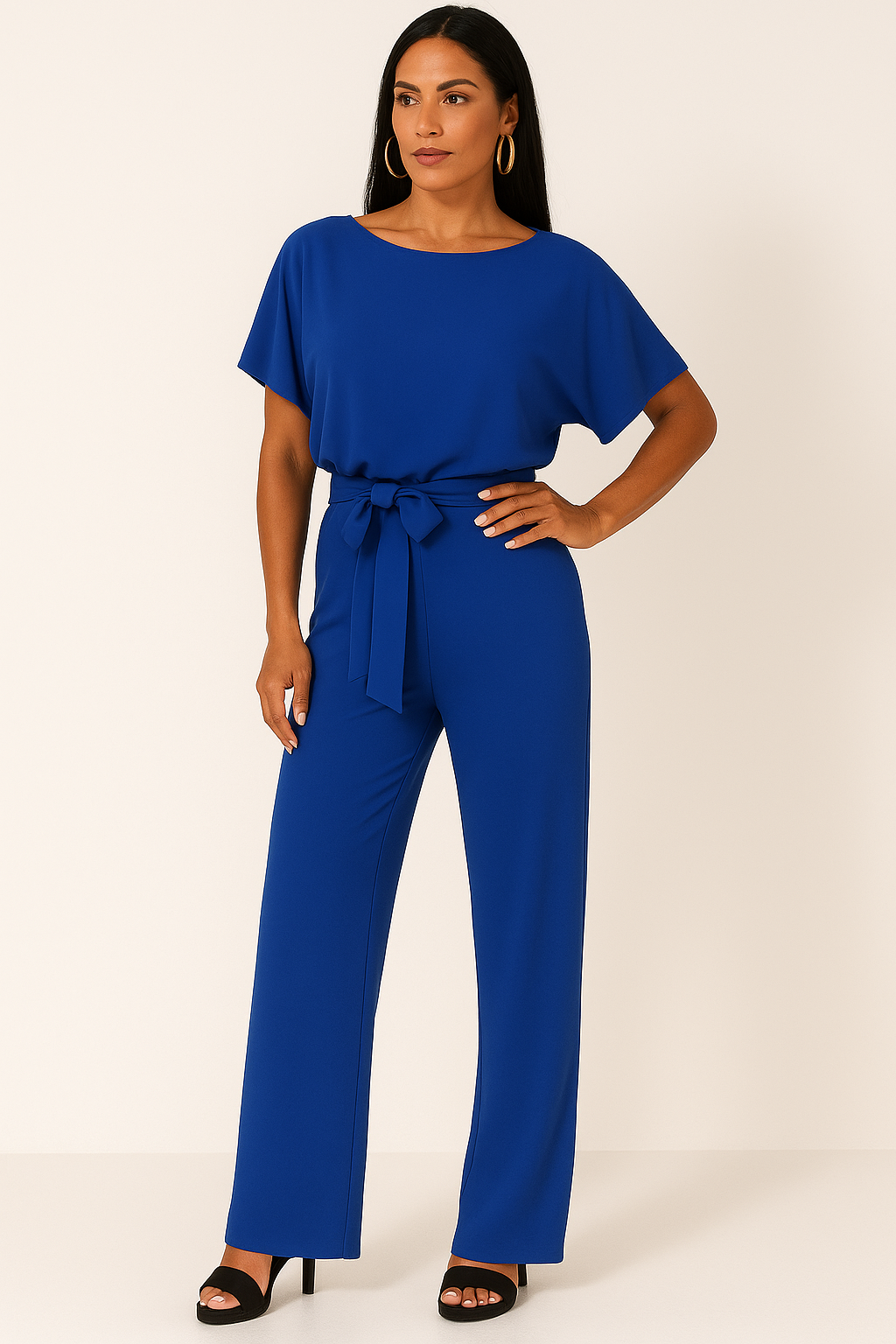 Aveline | Combinaison Fleurie à Jambes Larges avec Ceinture