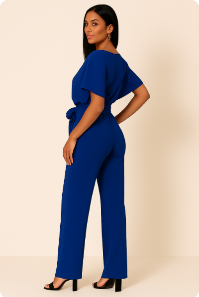 Aveline | Combinaison Fleurie à Jambes Larges avec Ceinture