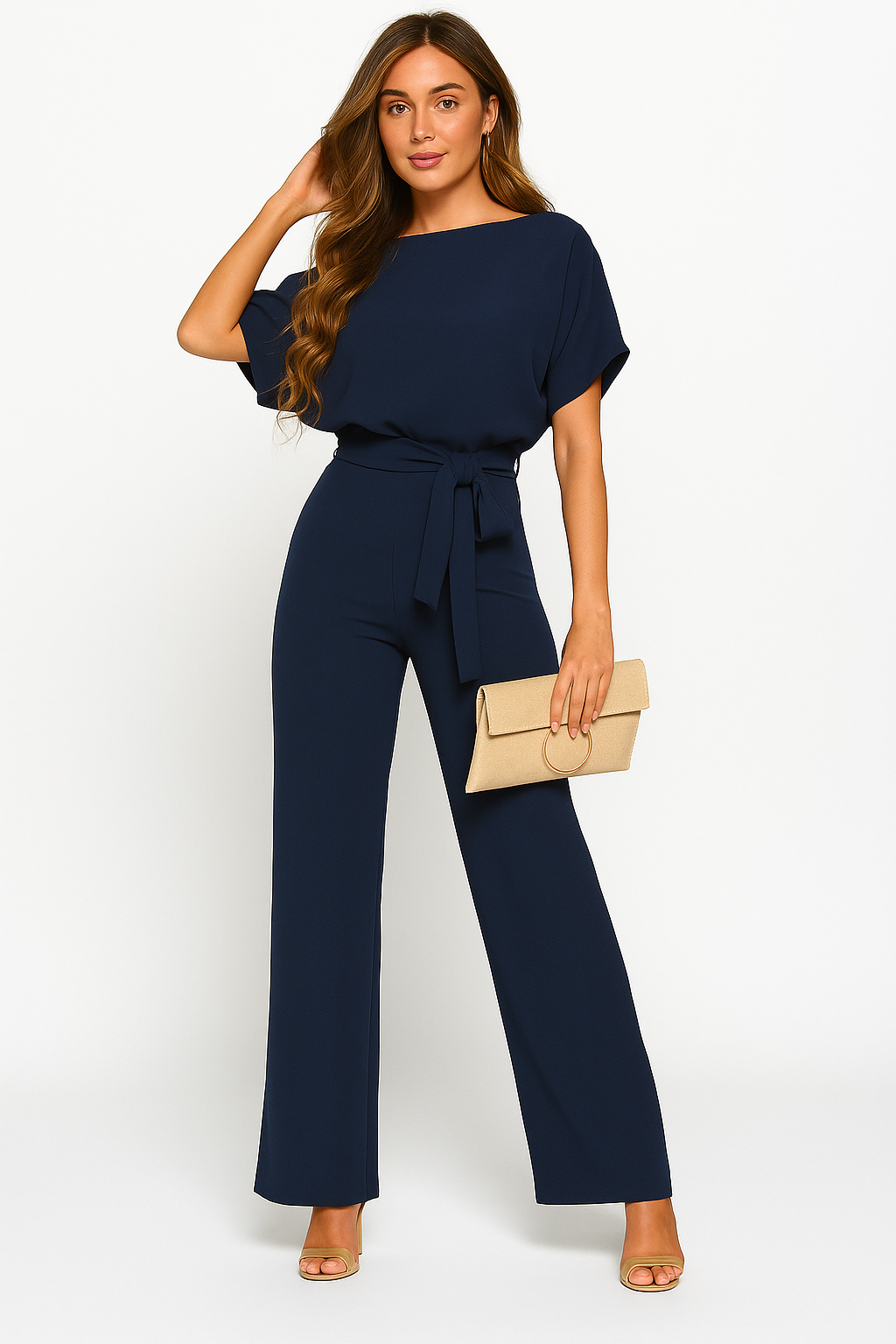Aveline | Combinaison Fleurie à Jambes Larges avec Ceinture