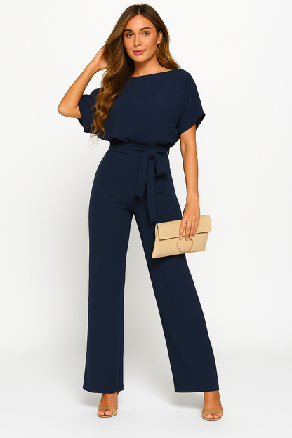 Aveline | Combinaison Fleurie à Jambes Larges avec Ceinture