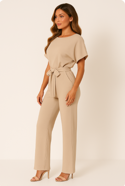 Aveline | Combinaison Fleurie à Jambes Larges avec Ceinture