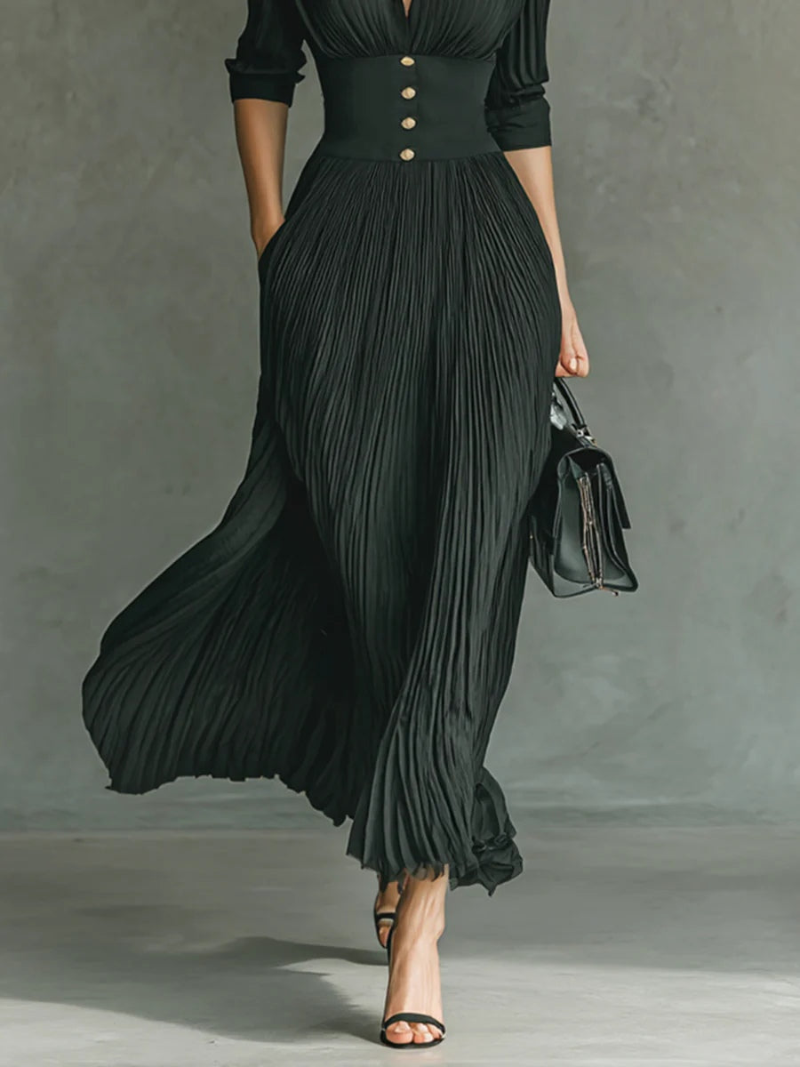 Solange | Robe Longue Chic Taille Ajustée pour Soirée Élégante