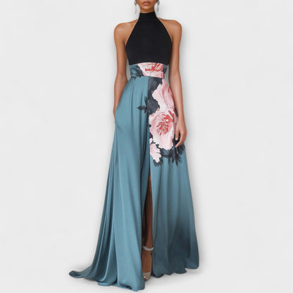 Apolline | Robe Longue Évasée Florale à Fente