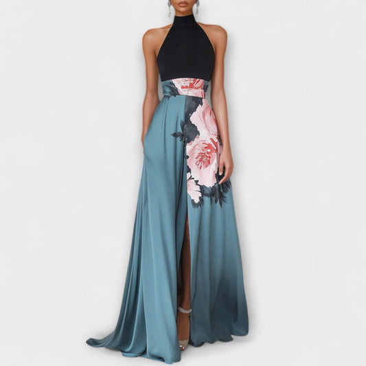 Apolline | Robe Longue Évasée Florale à Fente